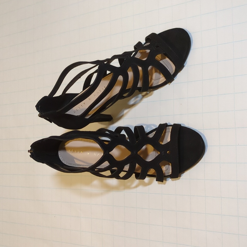 Black Kelly & Katie Jazelle Strappy Suede Heels size 8M